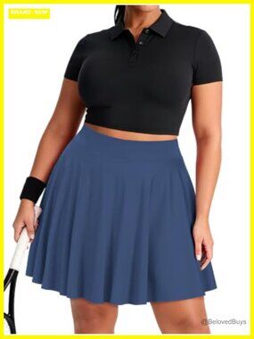 Plus Size Knee Length Golf Skorts High Waisted Athletic Tennis Skirt
